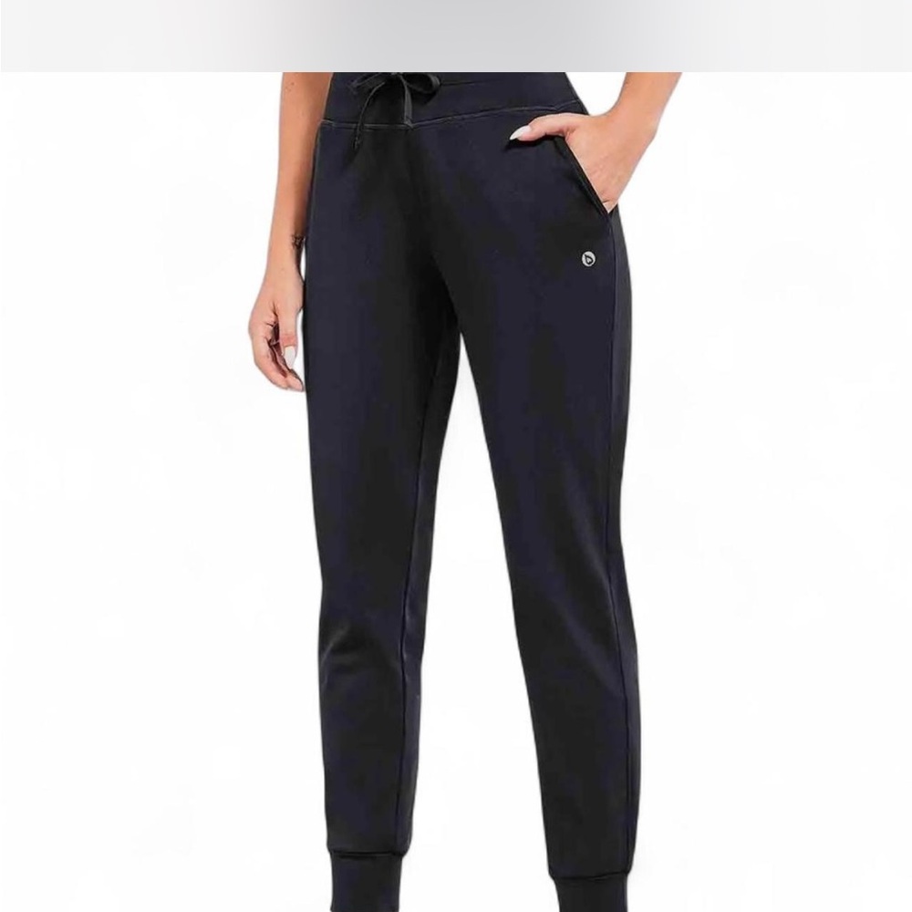 Baleaf Black Track Pants with Elastic Cuffs and Drawstring Waist Size M